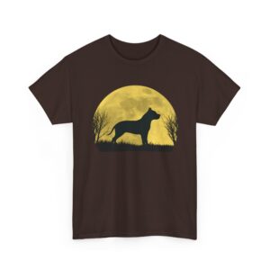 Love Staffie Under the Moon T-Shirt close-up Staffordshire artwork