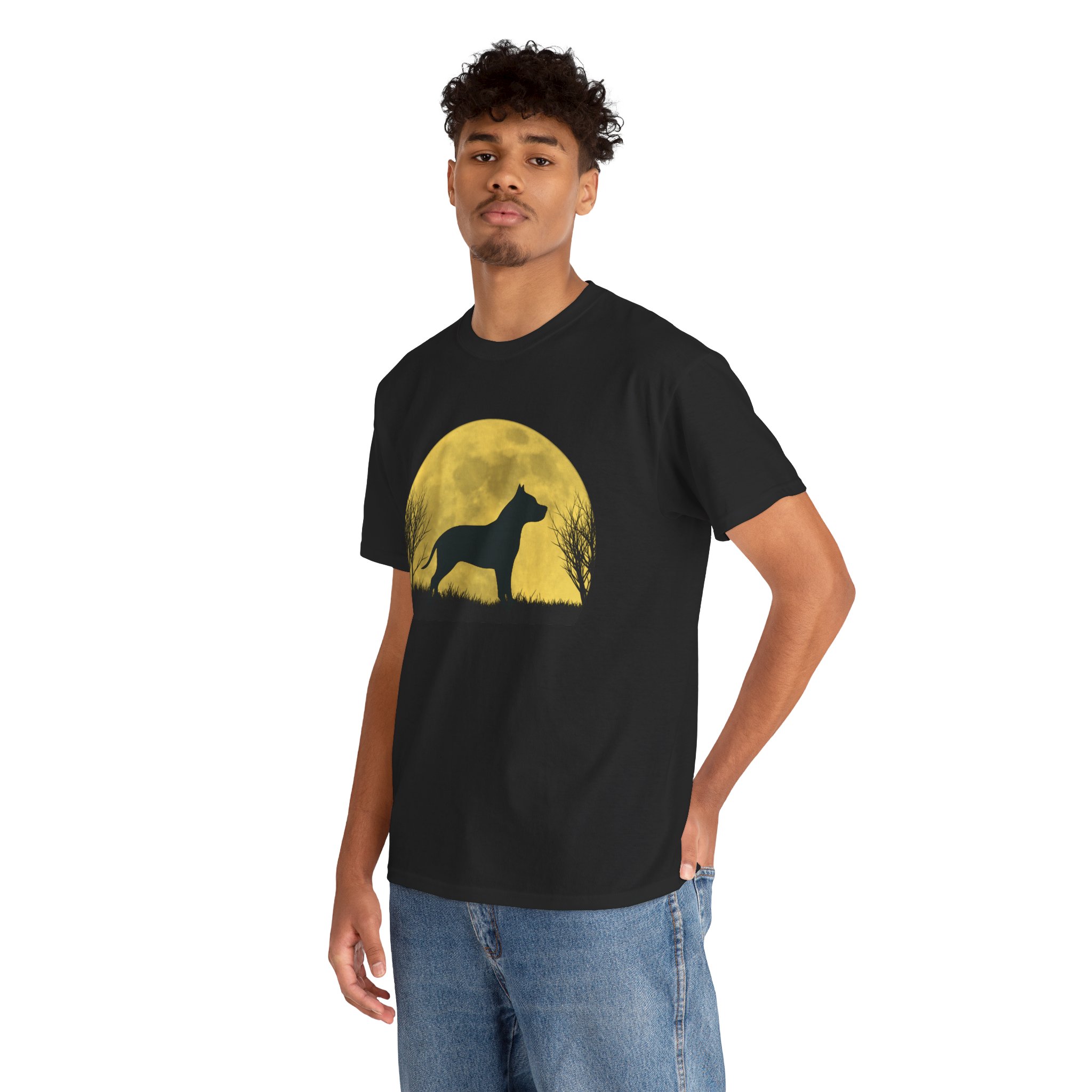 Love Staffie Under the Moon T-Shirt night sky dog print
