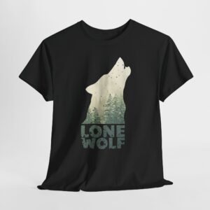Lone Wolf in the Forest T-Shirt front view with wild nature design