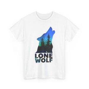 Lone Wolf T-Shirt front view with bold wilderness design